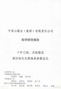 张建国，陆鑫，梁子明等研究 — 平顶山煤业 集团 有限责任公司科学研究报告 十矿己组 戊组煤层高位钻孔瓦斯抽放参数优化