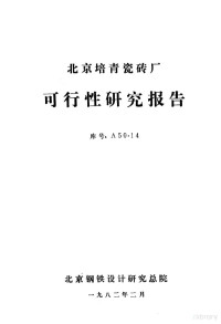 北京钢铁设计研究总院 — 北京培青瓷砖厂可行性研究报告