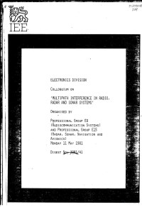 RADAR AND SONAR SYSTEMS’,R.J.PRESTON P.J.MUNDAY — COLLOQUIUM ON‘MULTIPATH INTERFERENCE IN RADIO