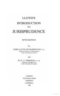 Lloyd of Hampstead, Dennis Lloyd, Baron, Dennis Lloyd, Baron Lloyd of Hampstead, Lord Lloyd — LLOYD'S INTRODUCTION TO JURISPRUDENCE