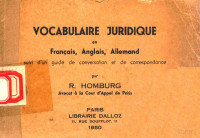 R.HOMBURG — VOCABULAIRE JURIDIQUE EN FRANCAIS,ANGAIS,ALLEMAND