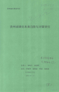 徐和平，徐国柱负责人 — 贵州城镇化未来趋势与对策研究