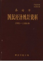 泰安市统计局 — 泰安市国民经济统计资料 1985-1986年