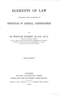 K.C.I.E.,D.C.L. — ELEMMENTS OF LAW,SRR WILLAM MARKBY