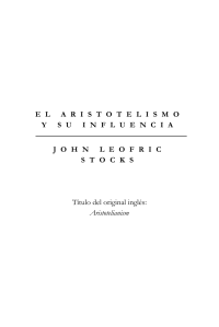 Stocks, John Leofric — El Aristotelismo Y Su Influencia