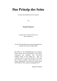 Maurer Harald — Das Prinzip des Seins