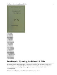 Ellis, Edward S — Two Boys in Wyoming