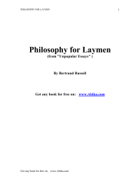 Russell Bertrand — Philosophy For Laymen