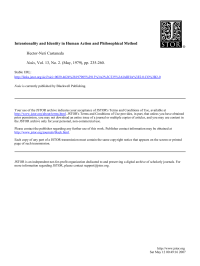 Castaneda, Hector-Neri — Intensionality and Identity in Human Action and Philosophical Method