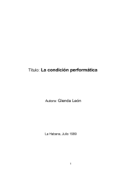 Leon Glenda — La Condicion Performatica