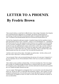 Brown Fredric — Letter to a Phoenix