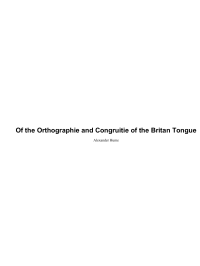 Hume Alexander — Orthographie And Congruitie Of The Britan Tongue