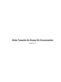 Swift Jonathan — Hints Toward an Essay on Conversation