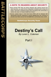  — Destiny's Call Part 1
