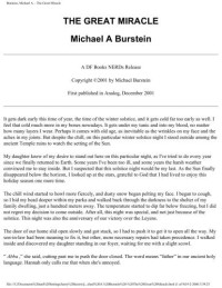 Burstein, Michael A — The Great Miracle