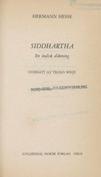 Hesse Hermann — Siddhartha : en indisk diktning