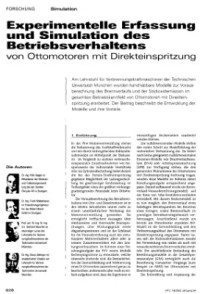 Hoppe N., Weberbauer F., Woschni G., Zeilinger K. — Experimentelle Erfassung und Simulation des Betriebsverhaltens von Ottomotoren mit Direkteinspritzung