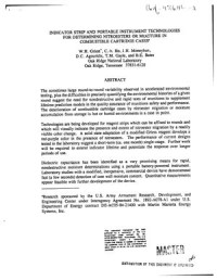 Griest W.H., Ho C.H., Moneyhun J.H., Agouridis D.C., Gayle T.M., Bates B.E. — Indicator strip and portable instrument technologies for determining nitroesters or moisture in combustible cartridge cases