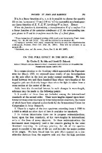 John Ch. E., Babcock H. D. — On the Pole Effect in the Iron Arc