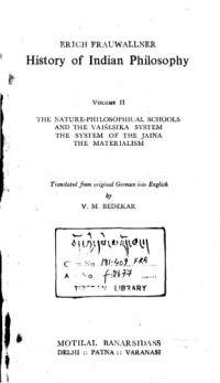 Frauwallner, Erich; Bedekar, V. M — History of Indian philosophy
