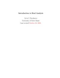 Liviu I Nicolaescu — Introduction to Real Analysis