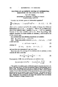 Moulton F.R. — Solution of an Infinite System of Differential Equations of the Analytic Type (1915)(en)(5s)