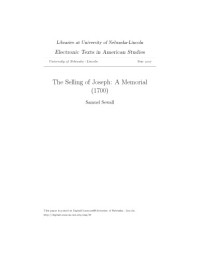 Sewall — Selling of Joseph a Memorial