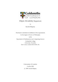 Rachel Shipsey — Elliptic Divisibility Sequences [PhD thesis]