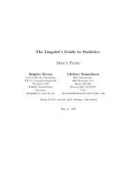 Brigitte Krenn and Christer Samuelsson — The Linguist's Guide to Statistics