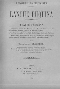 Raoul de la Grasserie, Jerónimo de Oré — Langue puquina. Textes puquina