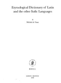 M. de Vaan — Etymological Dict. of Latin and the Other Italic Langs