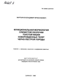 Мартьянов , Владимир Вячеславович — Функциональная морфология слизистой оболочки толстой кишки новорожденных телят черно-пестрой породы