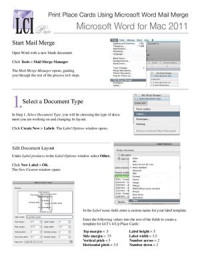  — Print Place Cards Using Microsoft Word Mail Merge: Microsoft Word for Mac 2011