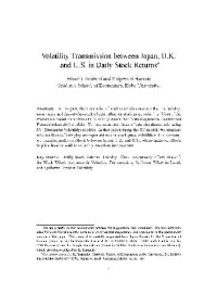 Tanizaki H., Hamori S. — Volatility Transmission between Japan, U.K. and U.S. in Daily Stokc Returns