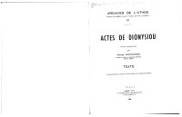 Nicolas Oikonomides — Actes de Dionysiou : edition diplomatique par Nicolas Oikonomides