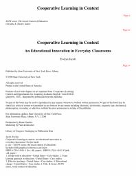 Evelyn Jacob — Cooperative Learning in Context : An Educational Innovation in Everyday Classrooms