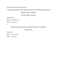 Ranjeet Shahi Arihant — 15 Organometallic Metal Hydrides Jagdamba Singh S Anandvardhan Logical Approach to modern Organic Chemistry for IIT JEE Pragati Prakashan Essential Organic Chemistry for main Advanced Ranjeet Shahi Arihant