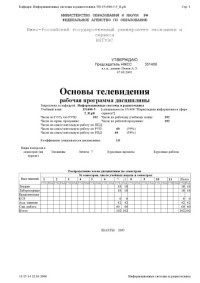 Попов А.Э. — Основы телевидения. Рабочая программа дисциплины