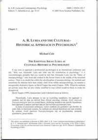 Cole Michael A.R. — Luria and the Cultural-Historical Approach in Psychology