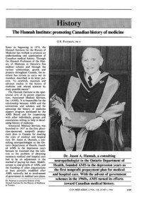 Paterson G.R. — The Hannah Institute: promoting Canadian history of medicine