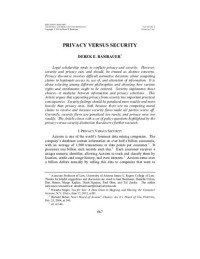 Derek E. Bambauer — PRIVACY VERSUS SECURITY