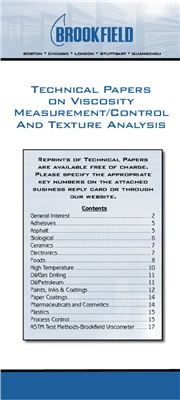  — Technical Papers on Viscosity Measurement/Control And Texture Analysis