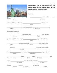  — Letter to a Friend (Past Simple vs. Present Perfect) (Worksheet)