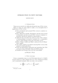 Morten Brun — Introduction to Witt vectors