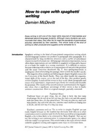 McDevitt D. — How to Cope with Spaghetti Writing