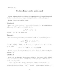 Patrick Da Silva — On the characteristic polynomial [expository notes]