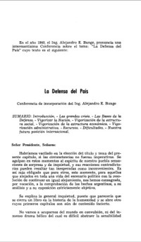 Alejandro Bunge — Conferencia: La defensa del País