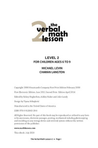 Michael Levin MD, Charan Langton MS — The Verbal Math Lesson Book 2: Step-by-Step Math Without Pencil or Paper