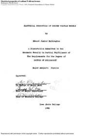 Huibregtse, Edward Junior — Electrical properties of sodium Wolfram bronze