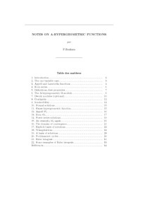 Frits Beukers — Notes on A-Hypergeometric Functions [Lecture notes]